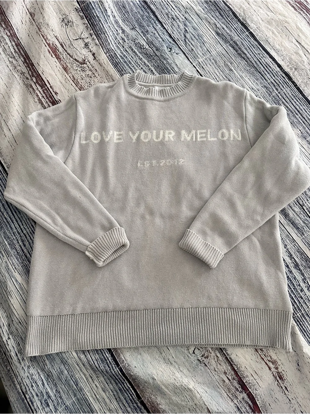 Love Your Melon Light Gray Logo Knit Sweater - Picture 2 of 9